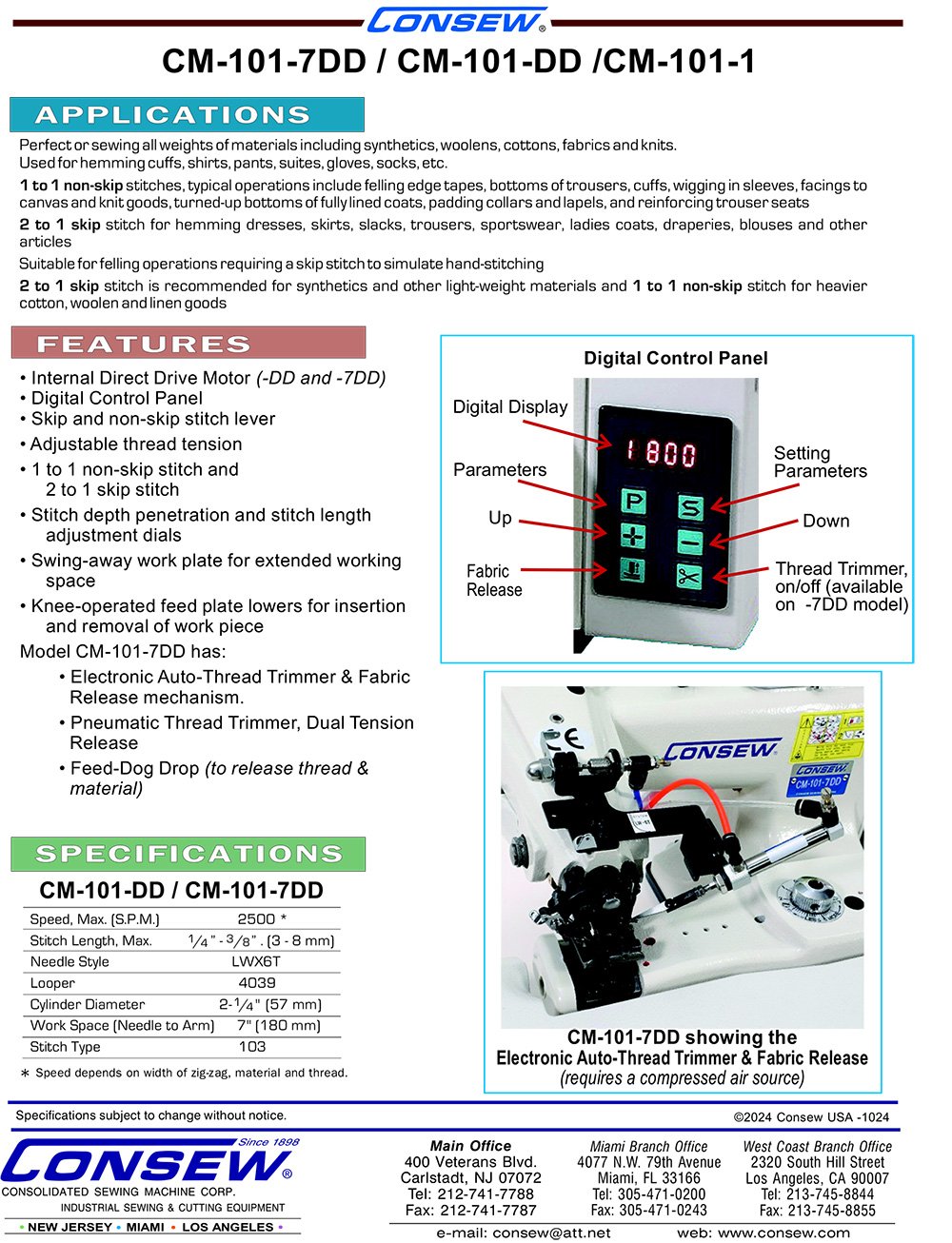 CONSEW CM-101-7DD Blindstitch machine page 2