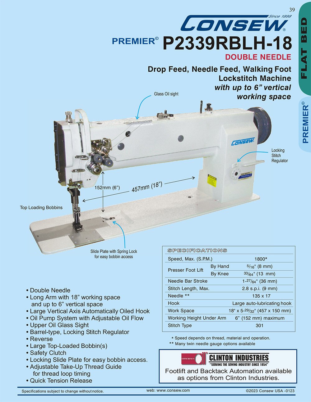 CONSEW P2339RBLH-18 Sewing Machine Flyer