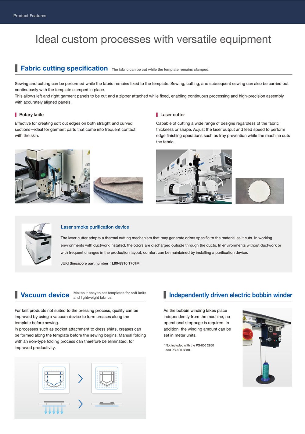 JUKI PS Series CNC Pattern Sewing Machines