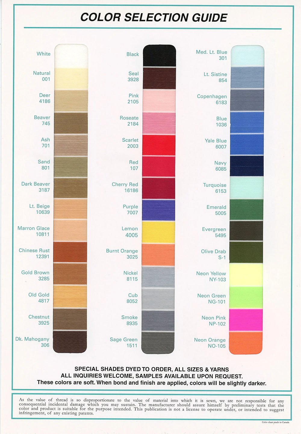 Eddington Thread Color Chart
