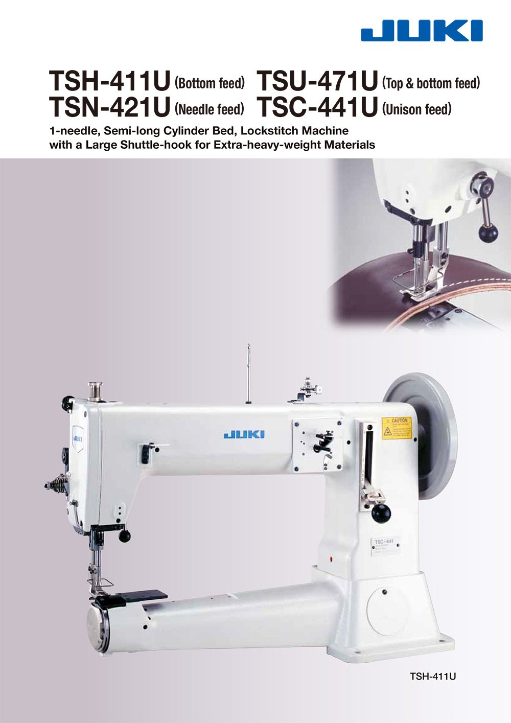 JUKI TSC-441 Cylinder Arm Sewing Machine for Heavy Duty Thread and Materials